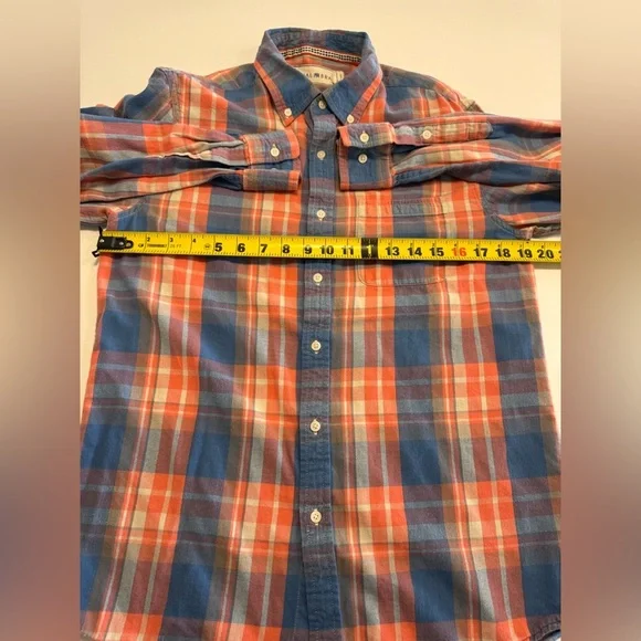 The Normal Brand Shirt Mens Med Blue Orange Plaid Flannel Grunge Mountains Cabin - Picture 5 of 8
